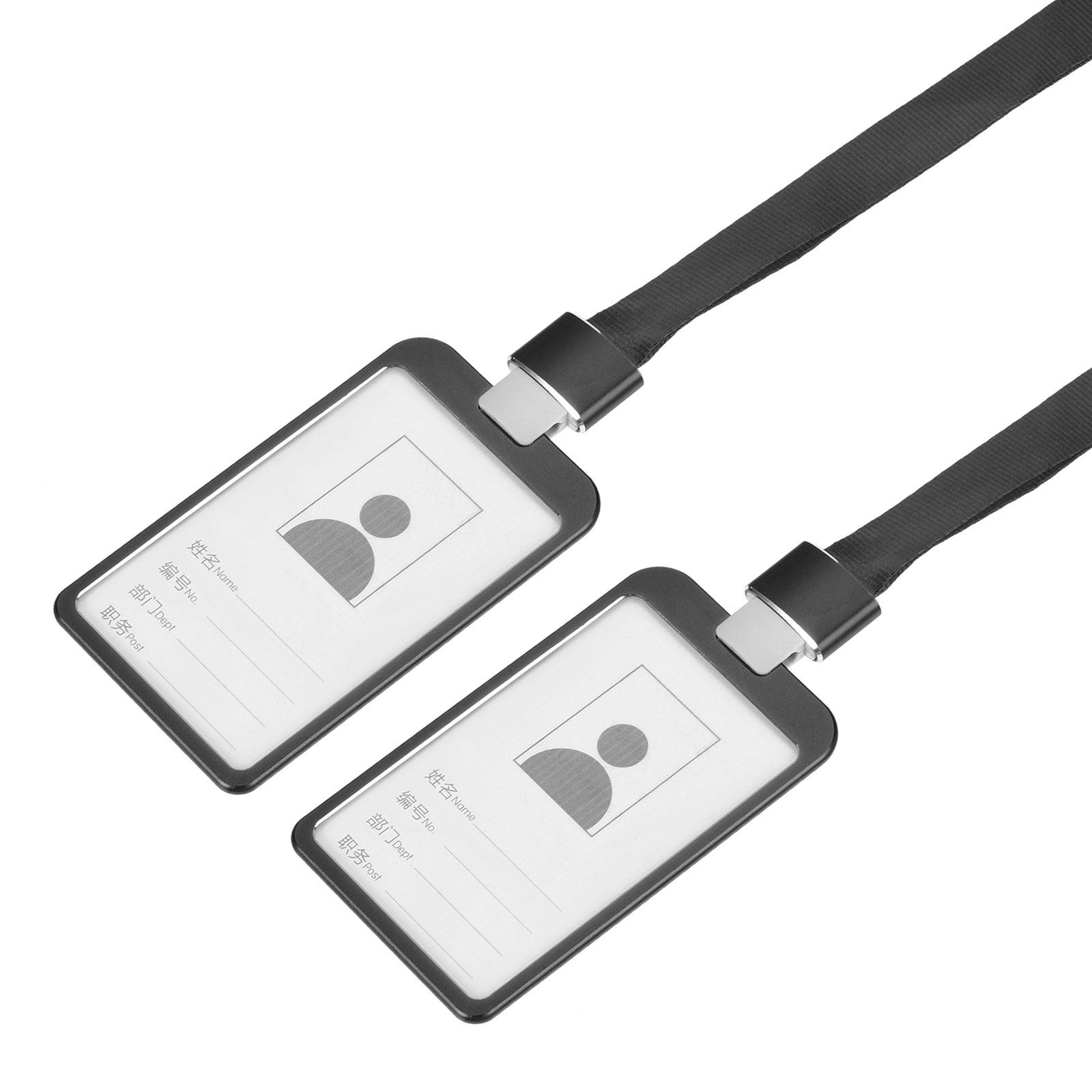 Badge holder 9.5x5.8cm vertical aluminum ID badge holder, black pcs 2