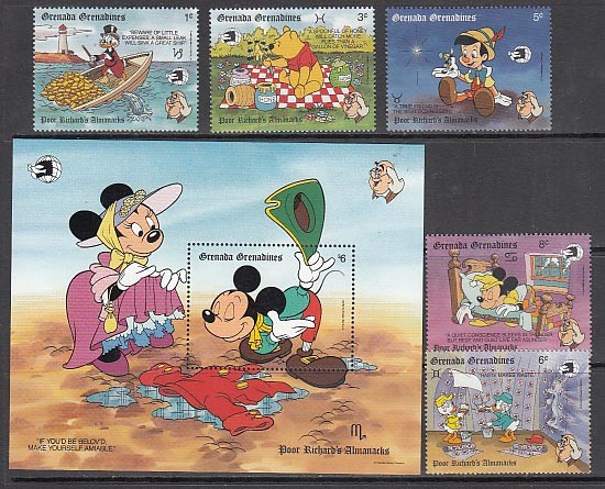 Grenada-Grenadines - Mail Yvert 1062/6+H.181 ** MNH Walt Disney