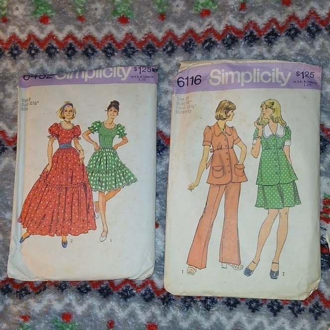 lot 2 Simplicity 6452 & 6116 Women's Maternity Dress Top Skirt Sewing Patterns 
