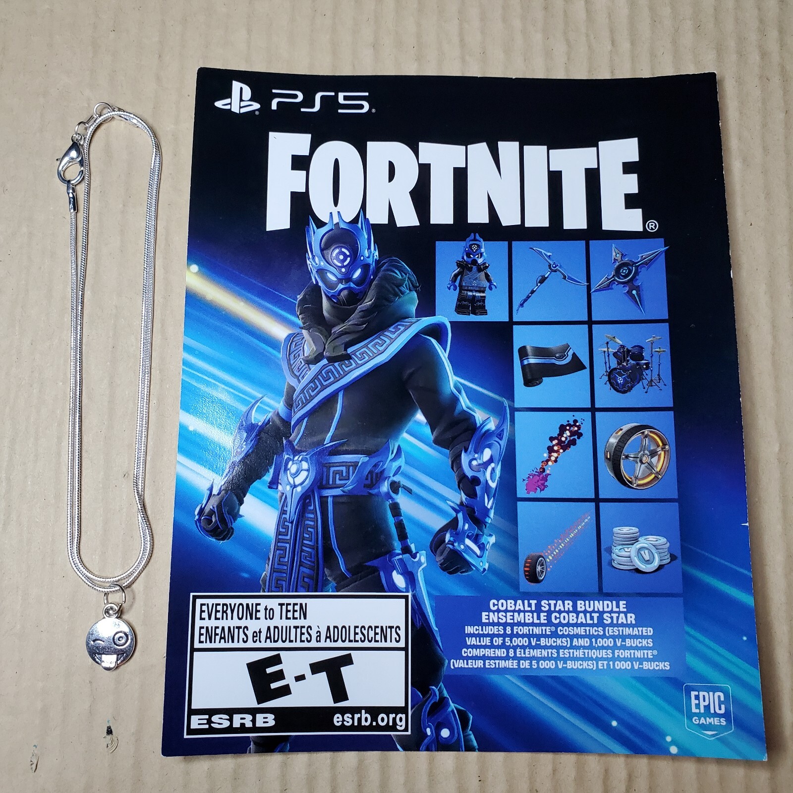 PS5 Fortnite Cobalt Star Bundle Code (Unscratched) + FREE Emoji Pendant & Chain!