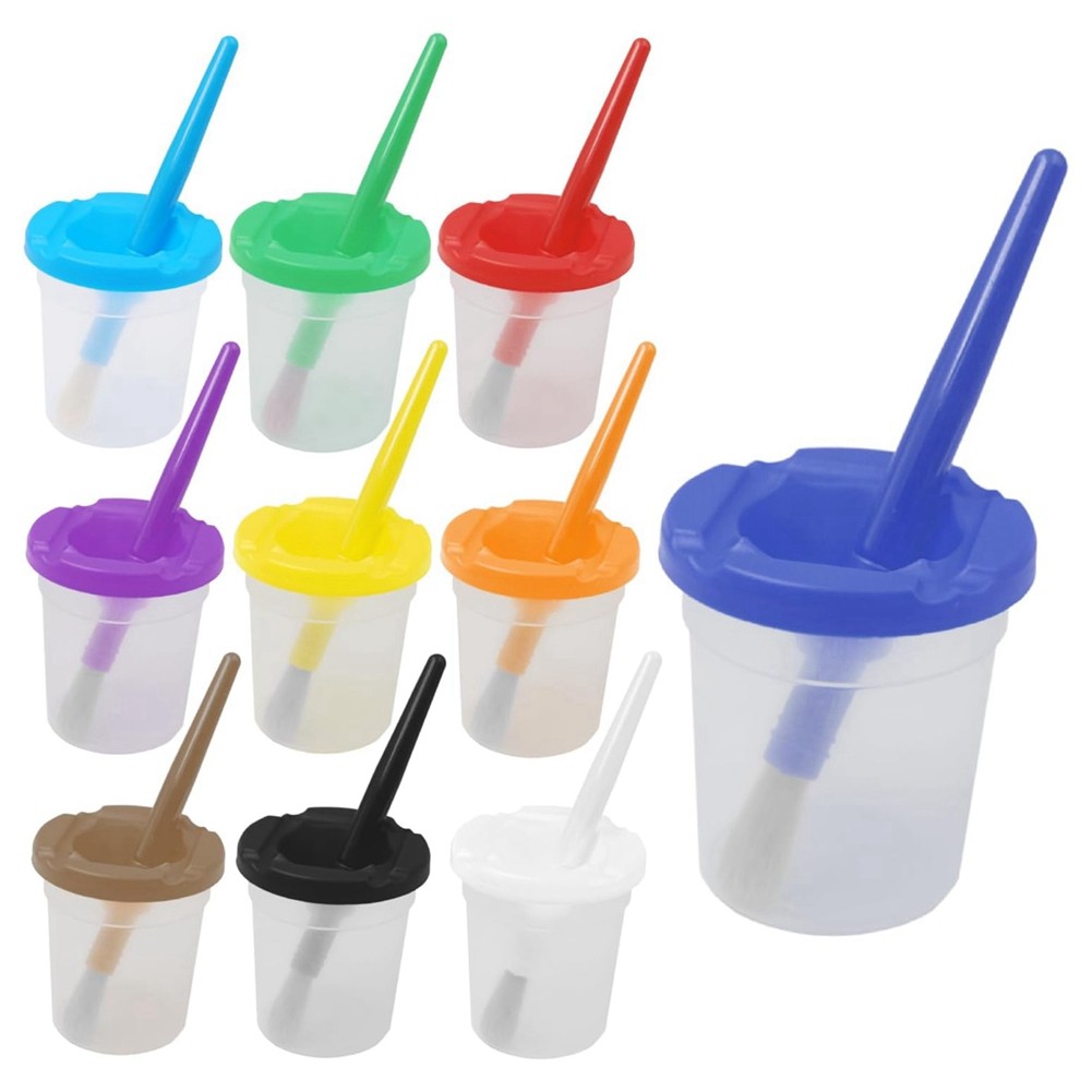 Paint Cups with Lids for Kids, Spill Proof Learning Color Cups for Artist V8P6
