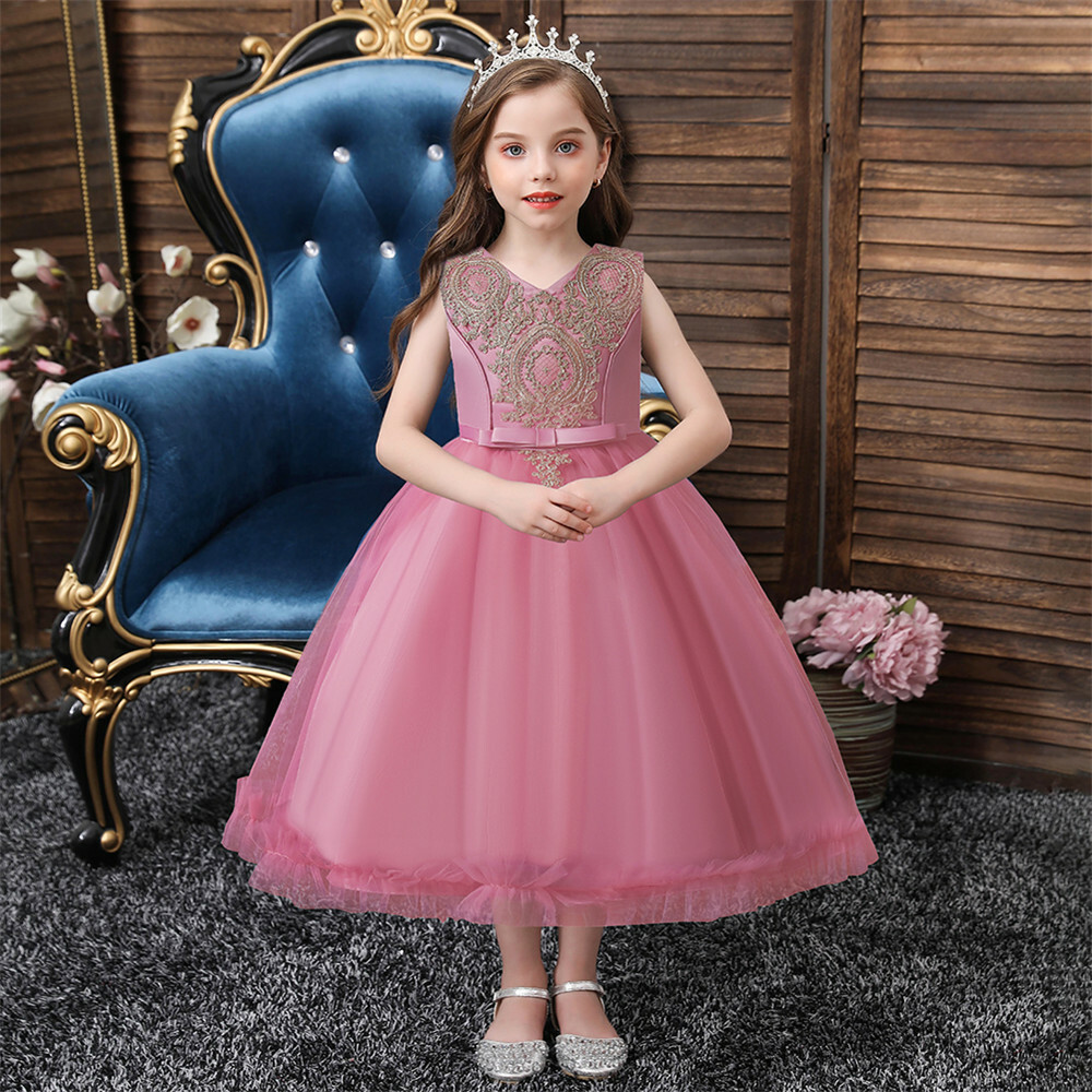 Formal Flower Girls Wedding Bridesmaid Dress Kids Princess Party Ball Gown Dress
