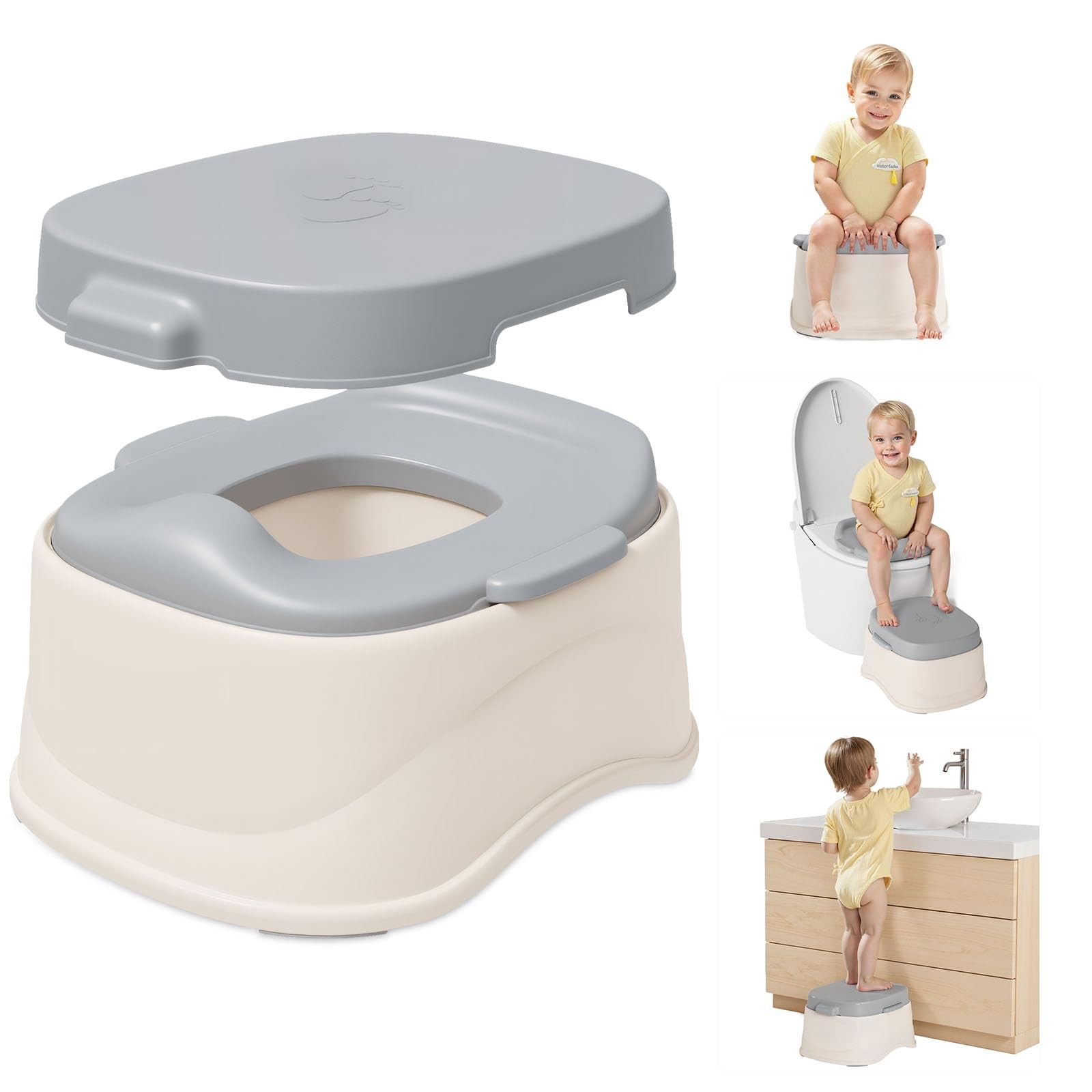 3-in-1 Potty Training Toilet Seat Toddler Step Stool Detachable 1-3