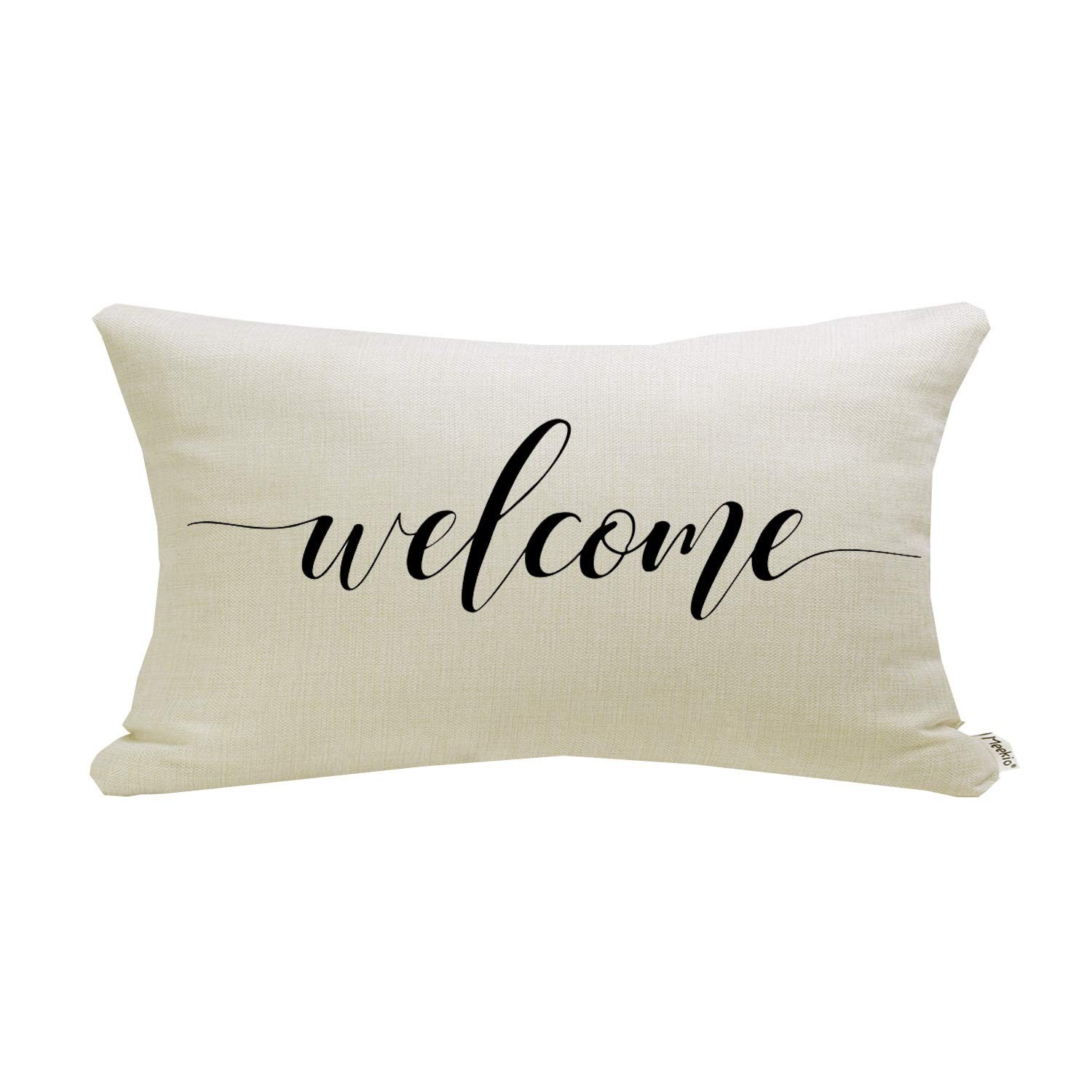 Farmhouse Pillow Covers with Welcome Quote 12" x 20" Farmhouse Rustic Décor L...