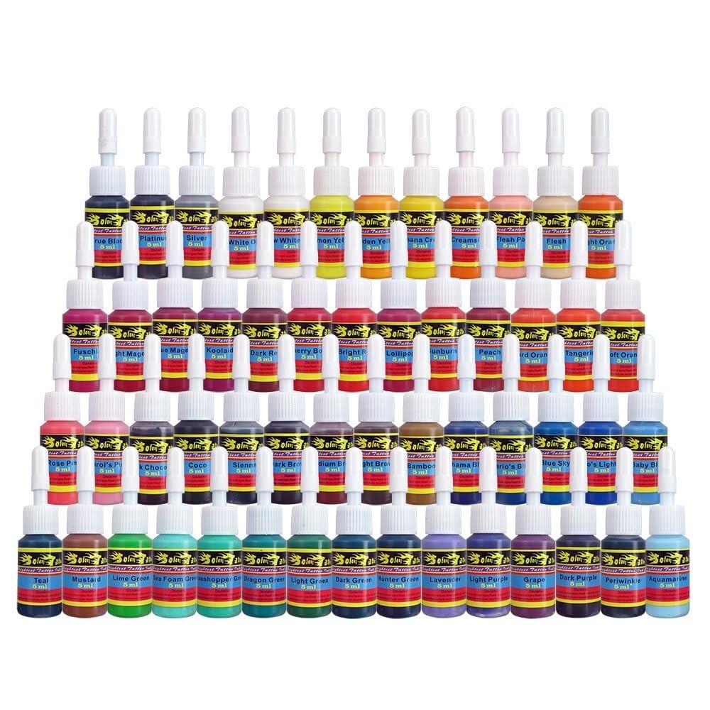 Skin Candy Professional Tattoo Ink Set – 54-Pack Primary & Vibrant Color Pigment