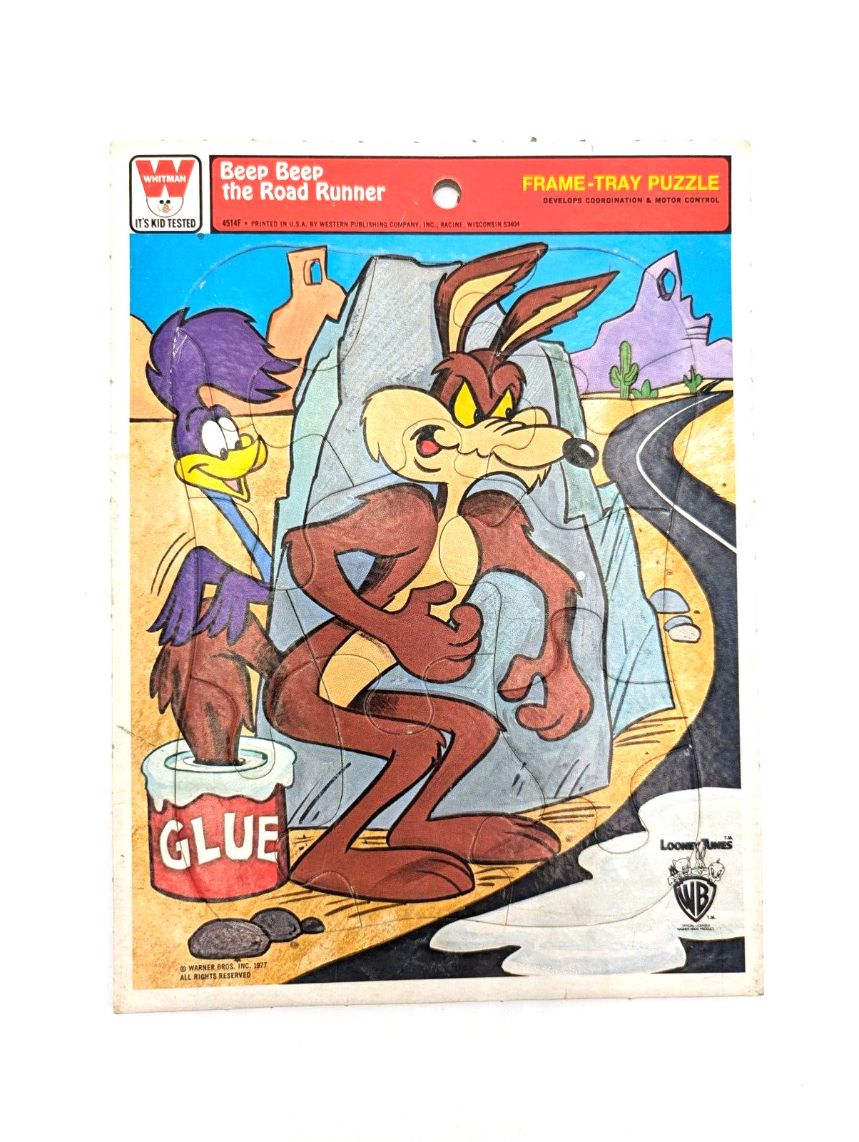 Vintage Whitman Frame Tray Puzzle Looney Tunes Wile E Coyote Road Runner 1977