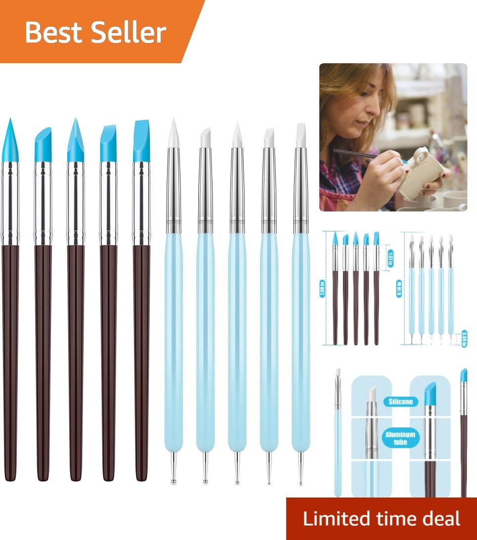Versatile 10-Piece Silicone Clay Sculpting and Dotting Tool Kit for Artistry