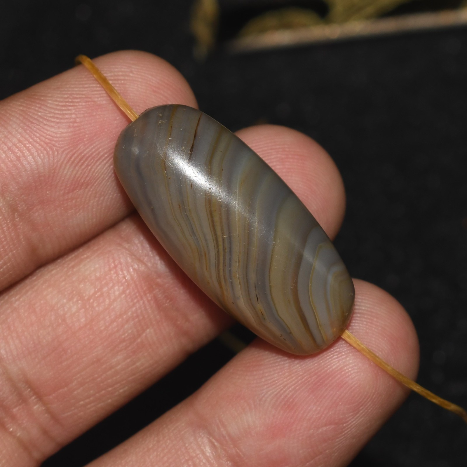 Genuine Antique Old Central Asian Banded Agate Stone Bead in good Condition