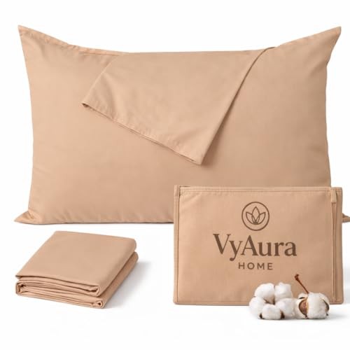 Toddler Pillowcase,100% Soft Egyptian Cotton Set of 2, 500 TC 12x16 inch Taupe