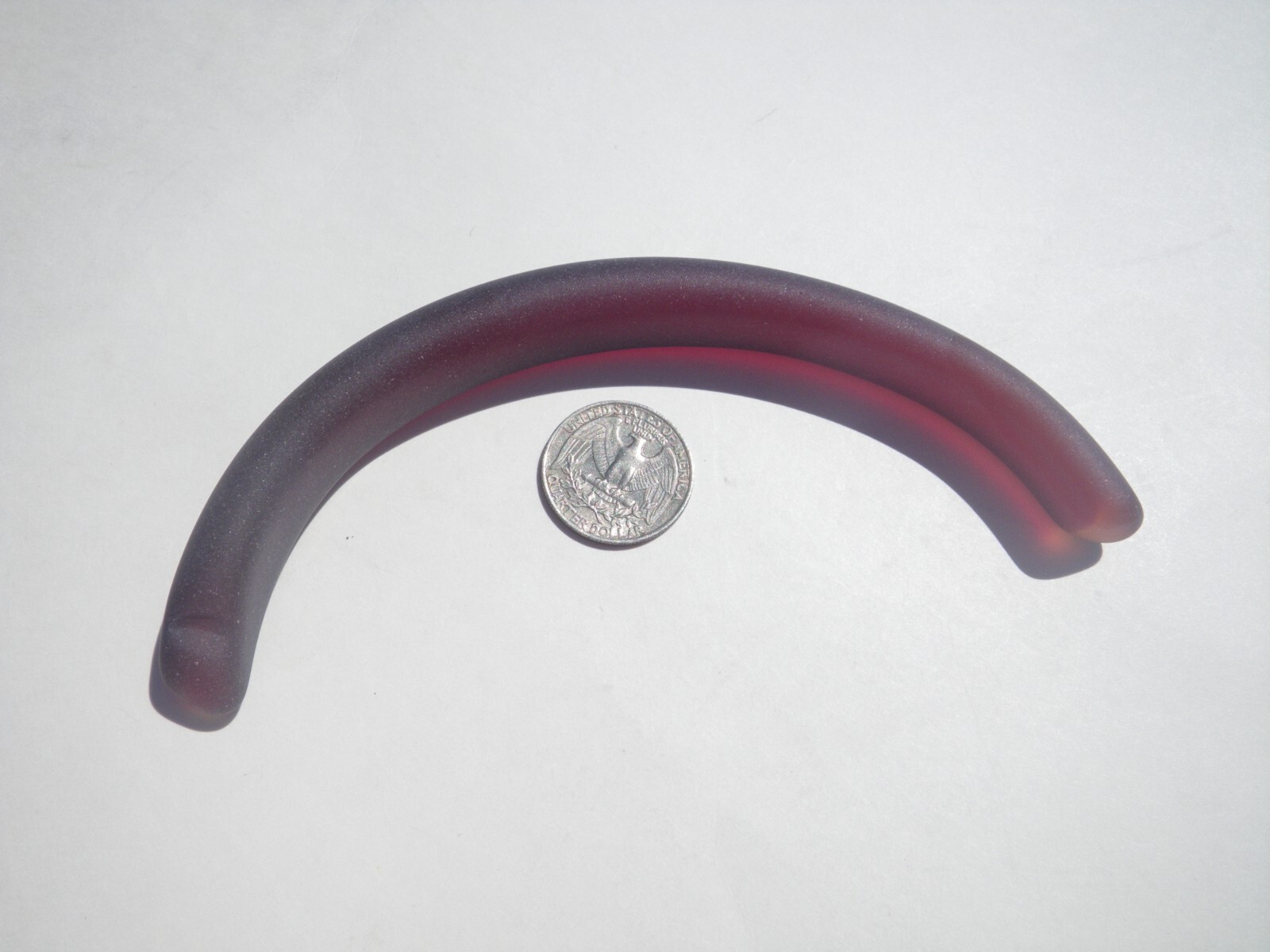 Sea Glass, Large Red Curved Glass with Orange Center