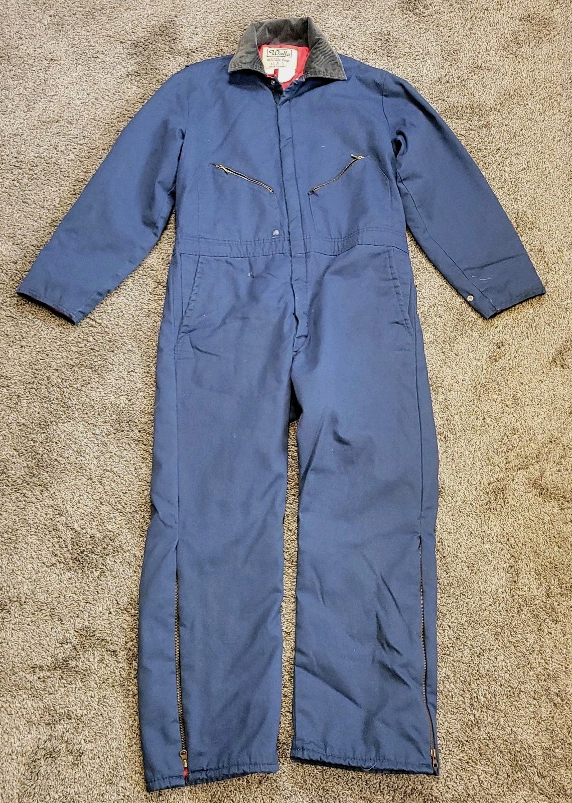 Vintage Walls Blizzard Pruf Coveralls Mens Large 42-44 Blue Insulated USA Made