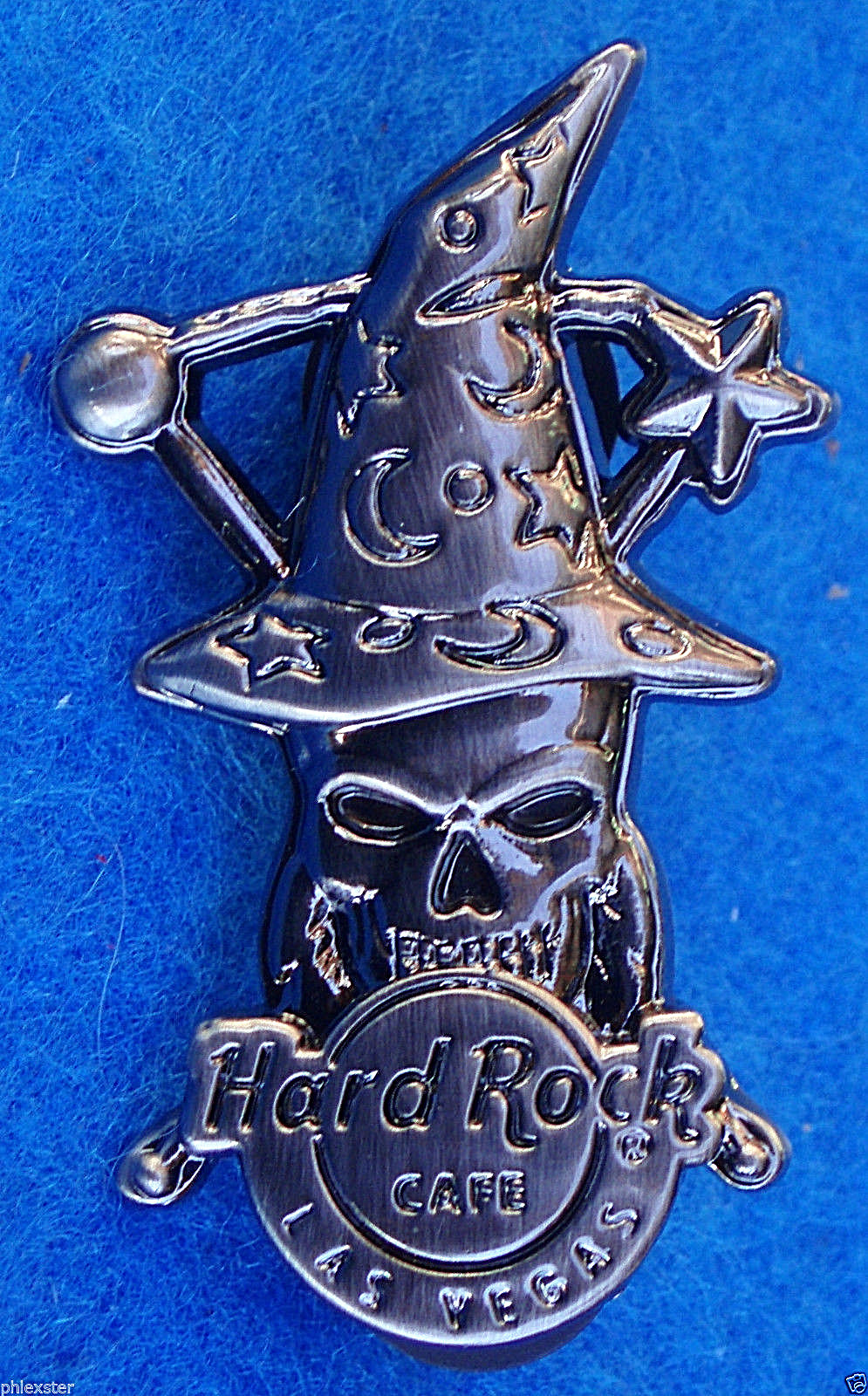 LAS VEGAS WITCH WIZARD MOON & STARS HAT SILVER SKULL SERIES Hard Rock Cafe PIN