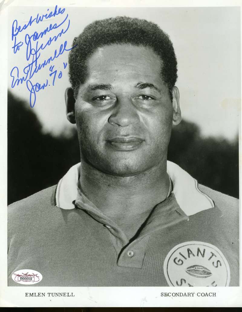Emlen Tunnell Rare Jsa Coa Signed 8x10 Photo Authentic Autograph
