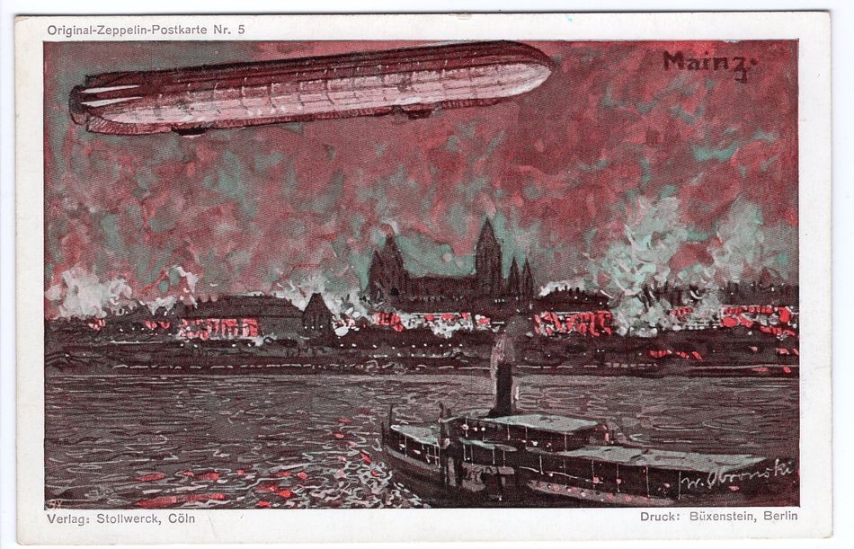 Zeppelin/Posta Aerea AK STOLLWERCK No. 5 ZEPPELIN Su MAINZ (FA0671