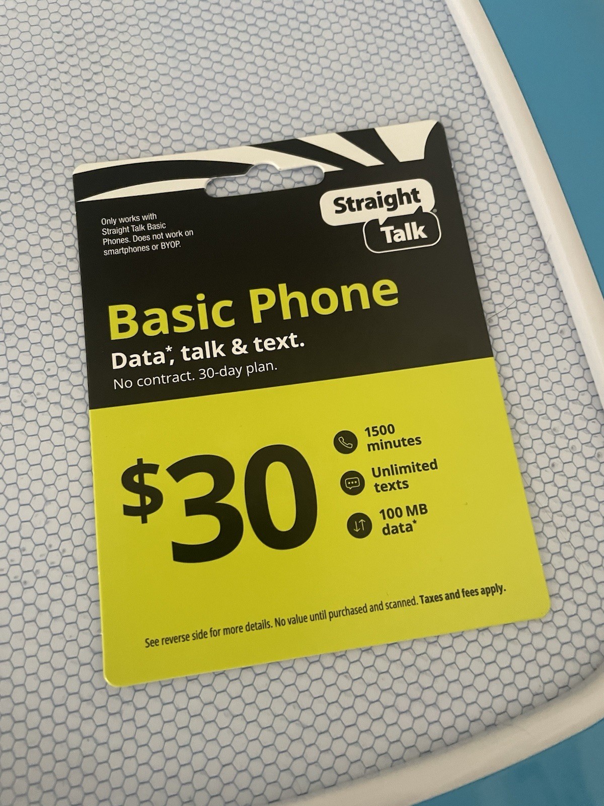$30 Straight Talk Basic Phone Card • NOT FOR SMART PHONES • Not Used