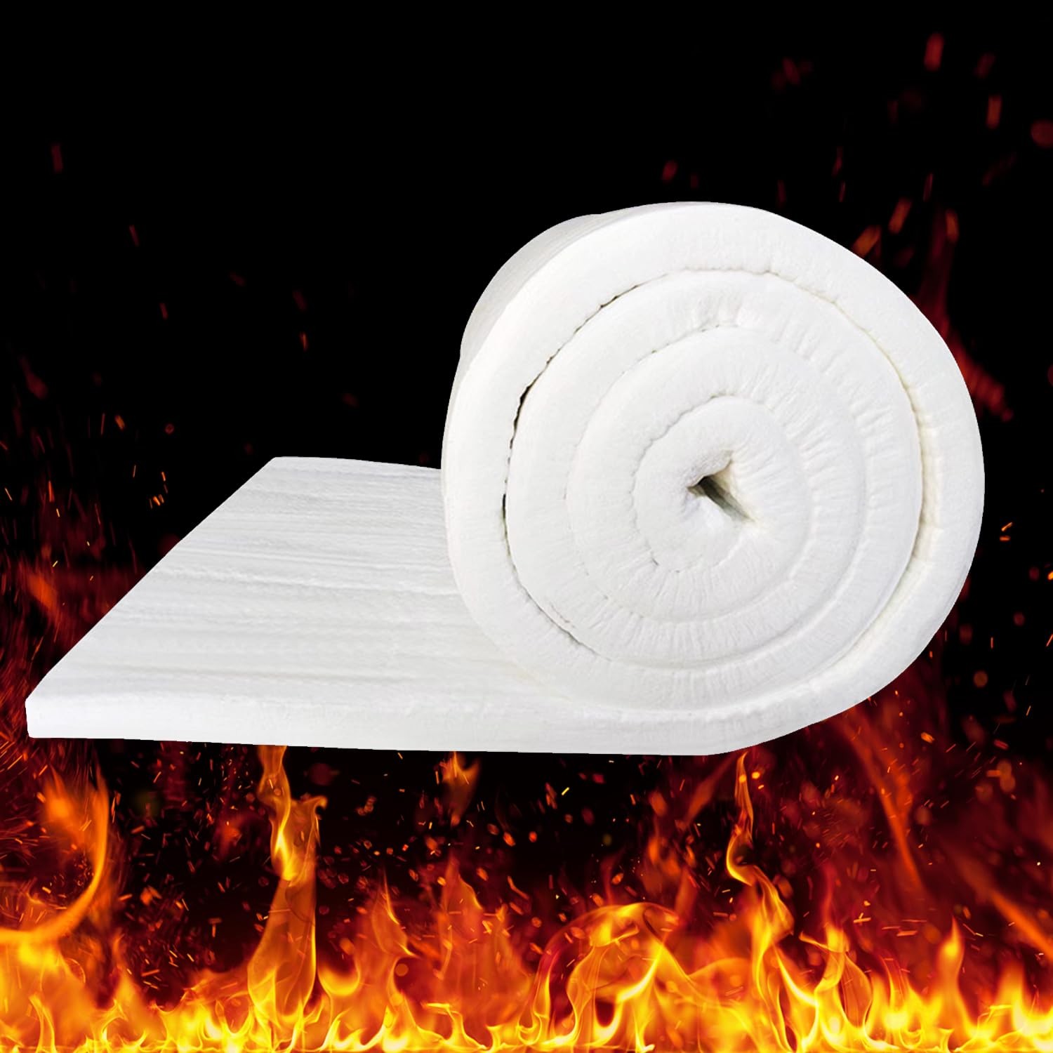 Ceramic Fiber Blanket, Fireproof Insulation Baffle, Rated to 24"x12", White 