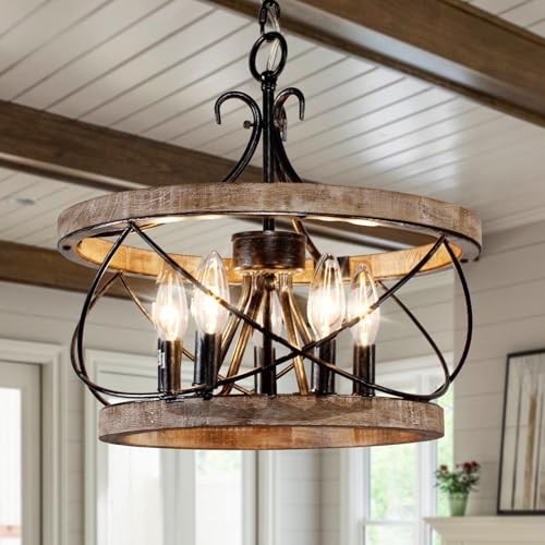20'' Farmhouse Chandelier Light Fixture, 5-Light Dining Room Light 20 inch