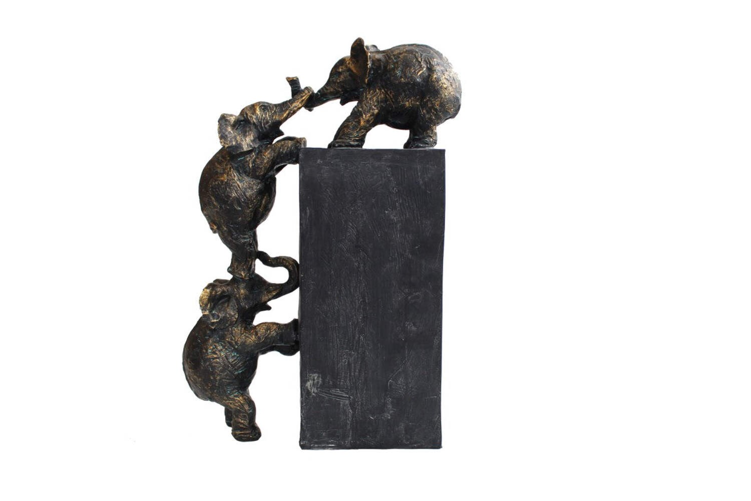 Italfama Bronze Resin Elephant Trio Sculpture 26X9X38Cm Made In Italy Home Decor