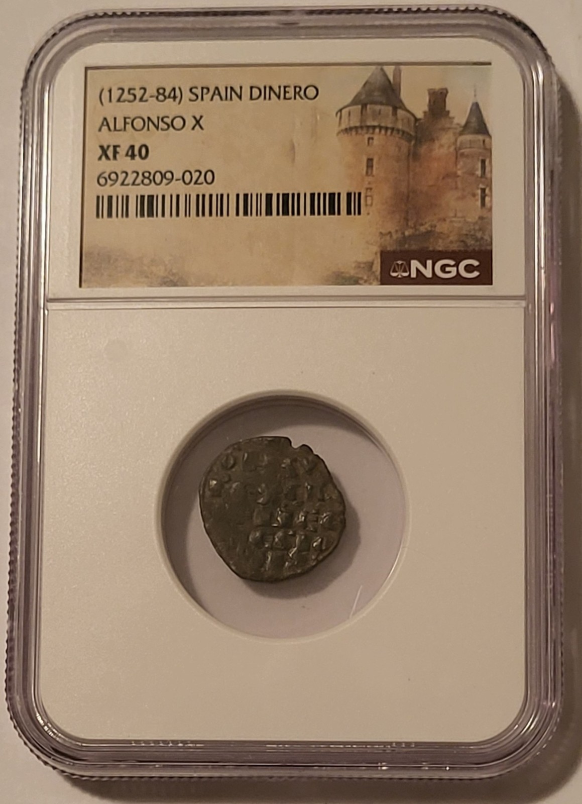 Spain - Middle Ages - Alfonso X 1252-84 Dinero XF40 NGC