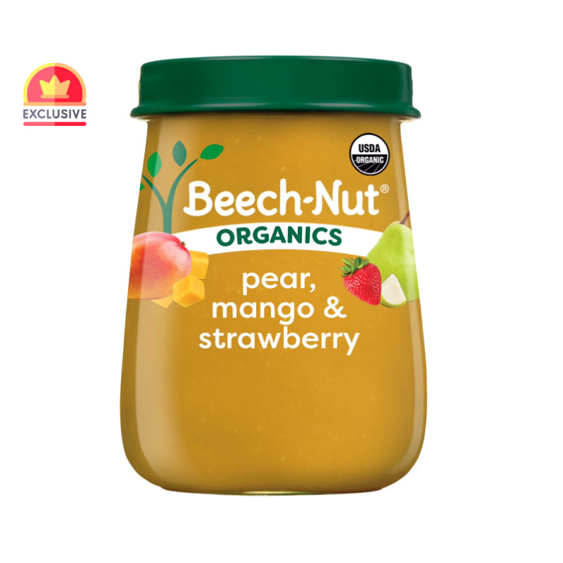 Organic Baby Food Pear Mango Strawberry 4oz Jar - Beech-Nut Stage 2