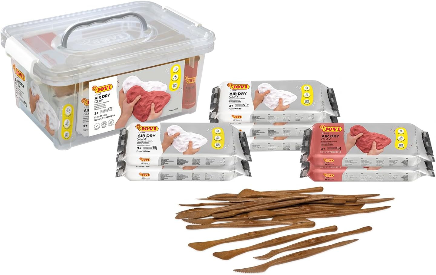 - Complete Air Dry Clay Set, 5 White and 2 Terracotta 1.1 Lb Bars + 20 Sculpting