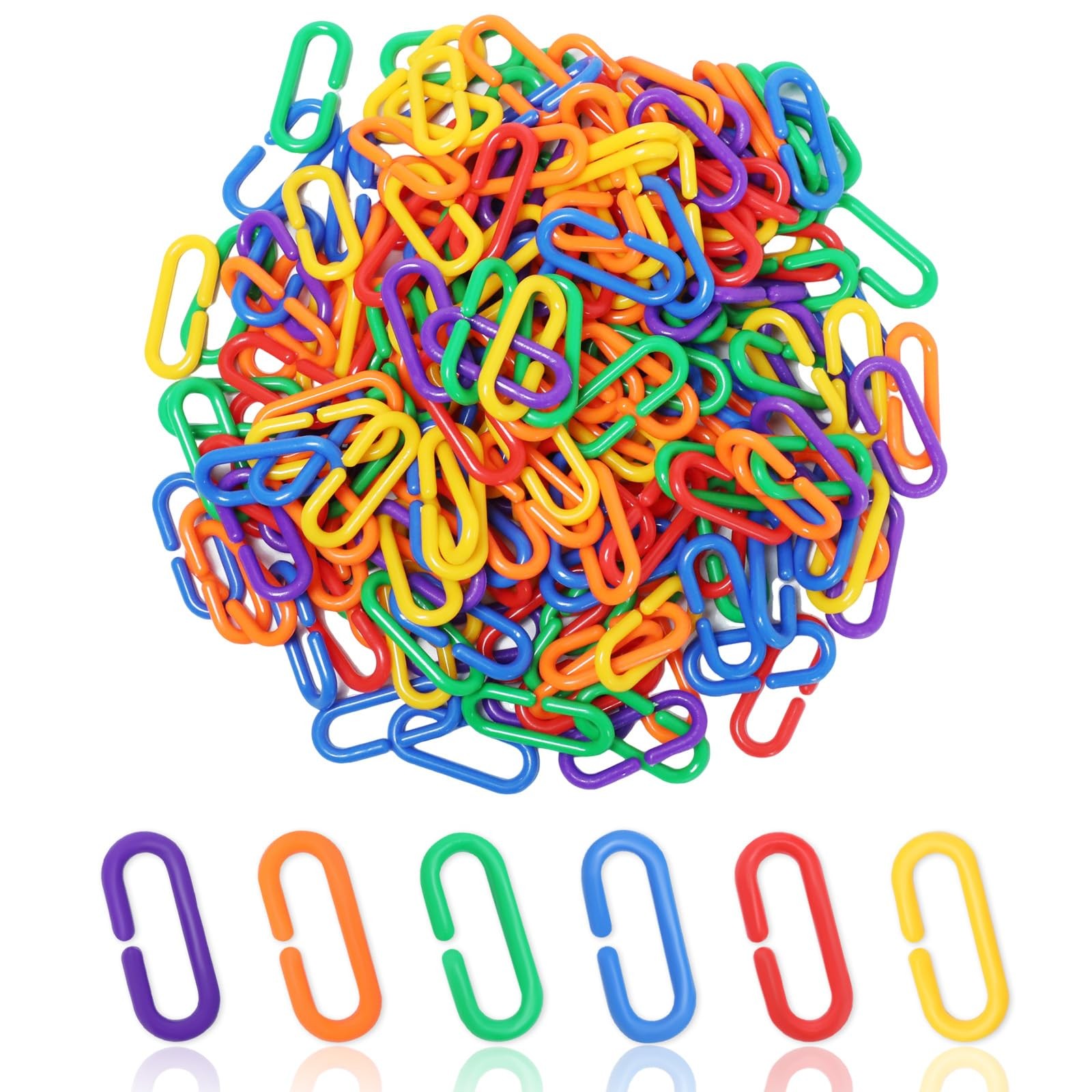Paidiem 200PCS Plastic Chain Links, Colorful Rainbow DIY CClips Chains Hooks ...