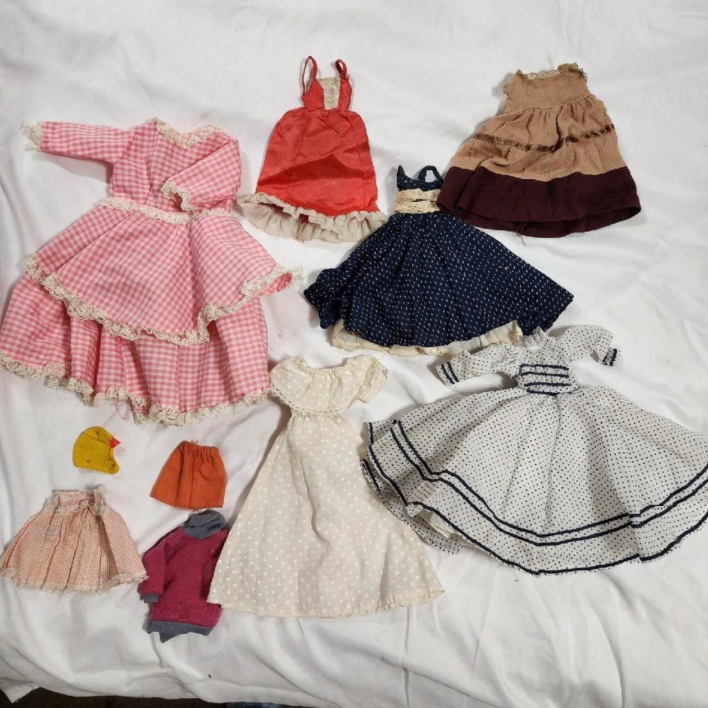 junk drawer lot of vintage doll clothes variety of sizes 10 items