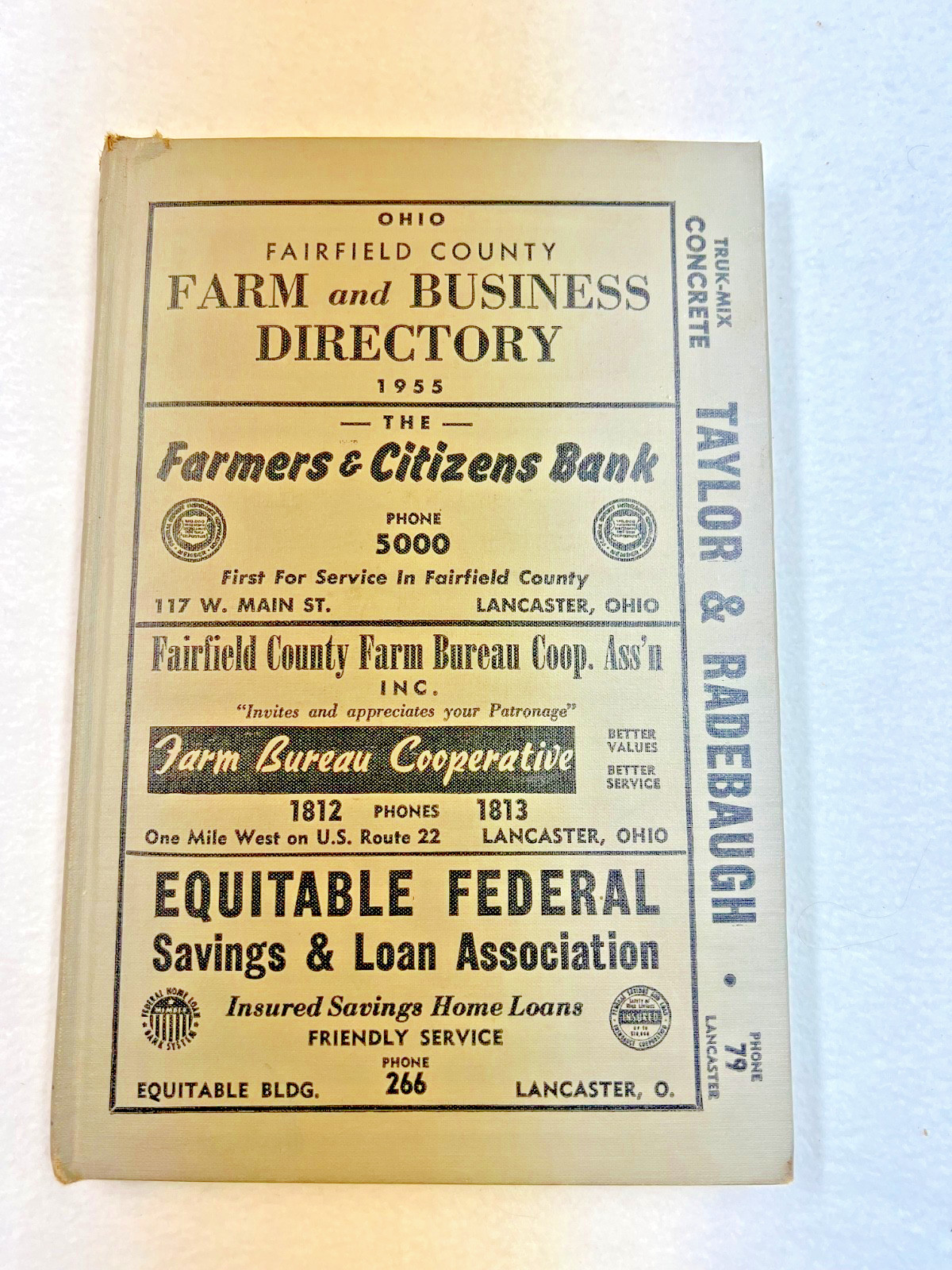 Vintage- OHIO - FAIRFIELD COUNTY FARM & BUSINESS DIRECTORY - 1955