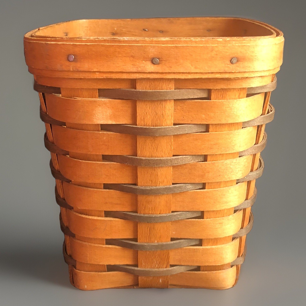 Longaberger Medium Utensil  Basket with Dk. Green Or Brown Accents 1992 6” Tall