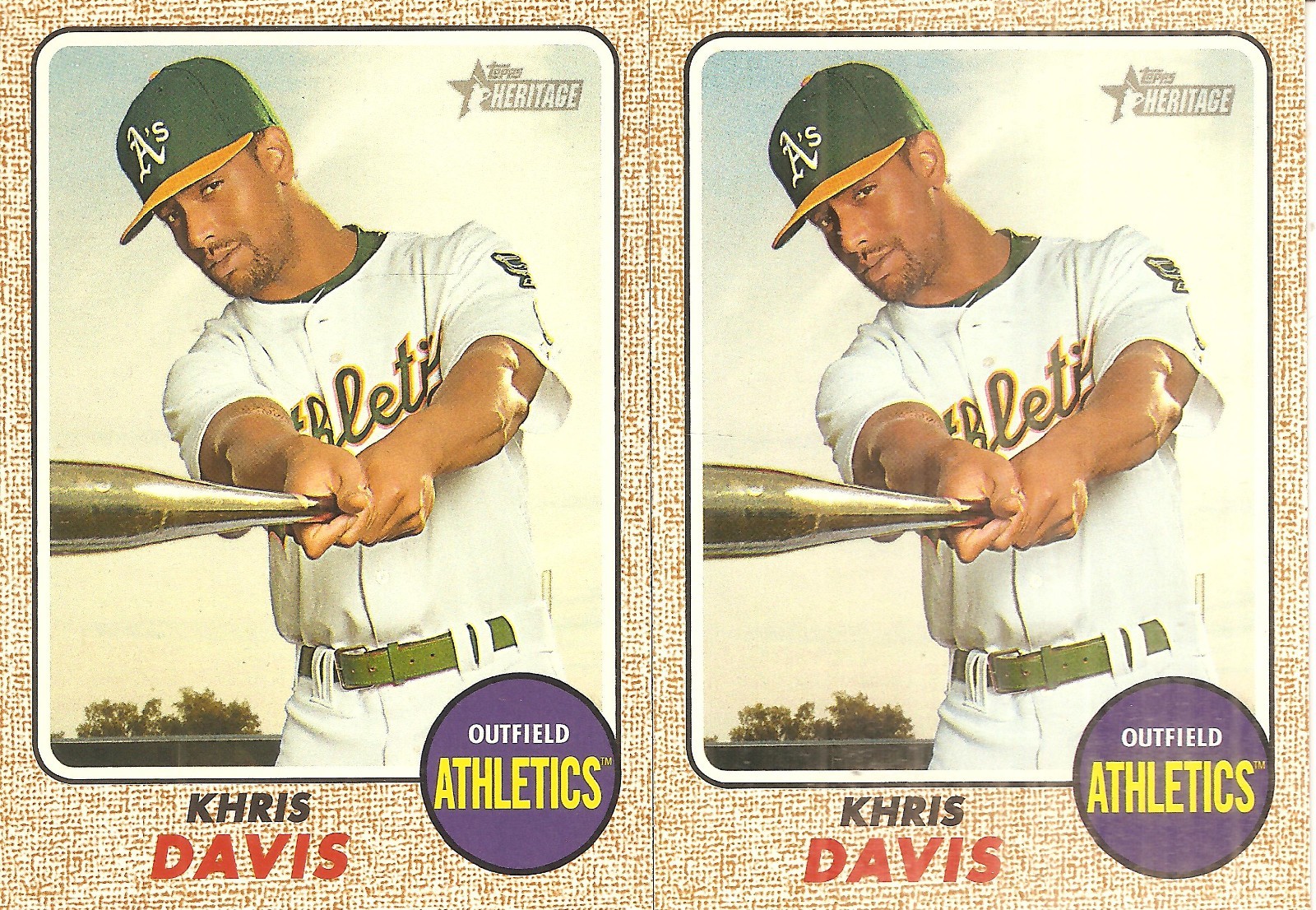 2 CARD 2017 TOPPS HERITAGE KHRIS DAVIS BASEBALL CARD LOT