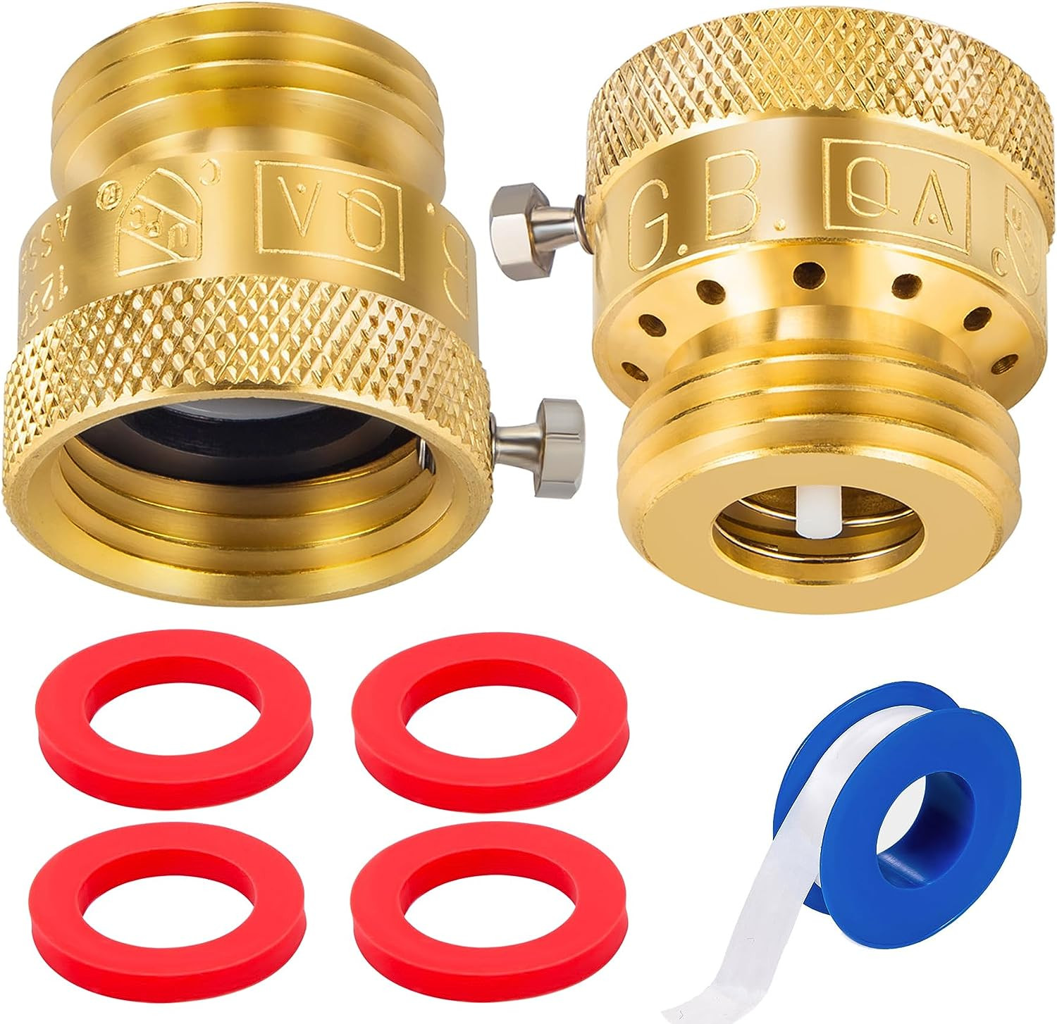 2-Pack Brass Vacuum Breaker Set 3/4" Anti-Siphon Hose Bib Valve for Garden Spigo