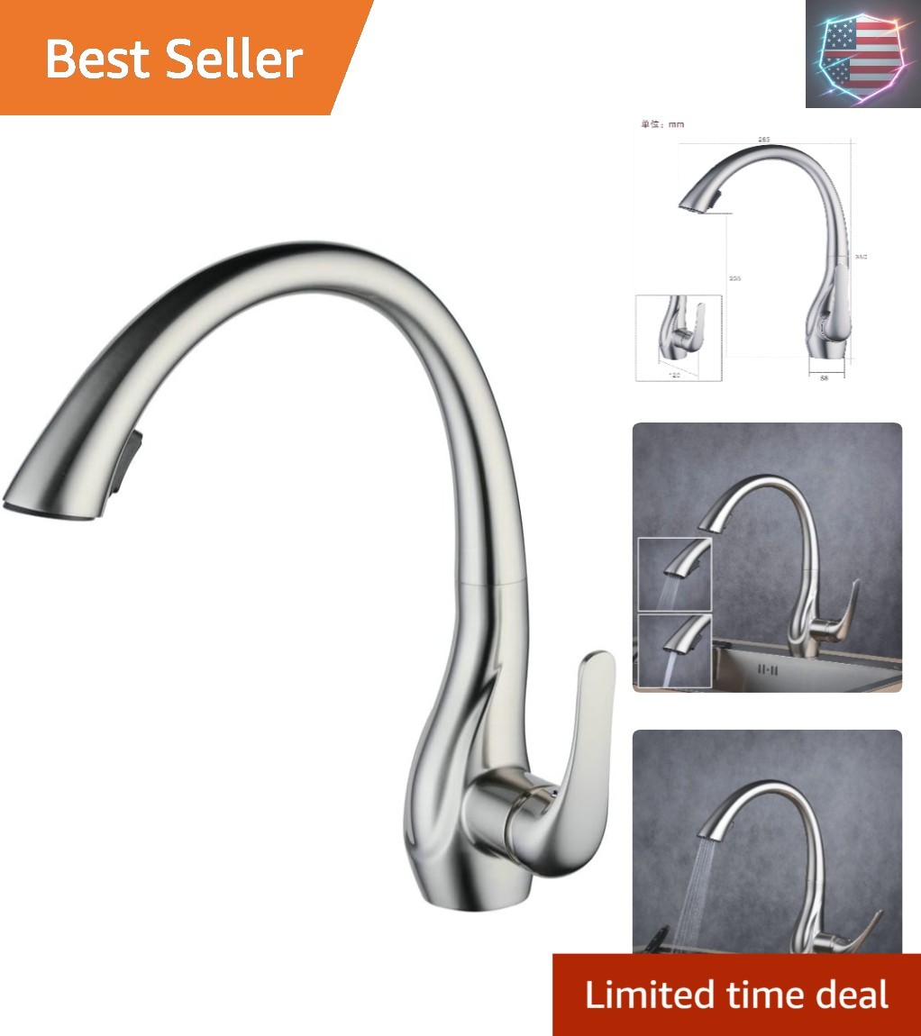 14" Professional Single Lever Brushed Nickel Pull Out Sprayer Kitchen Faucets...