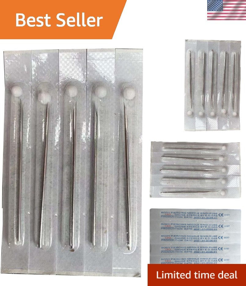 14G 10 Pieces Body Ear Navel Nose Lip Nipple Piercing Needles