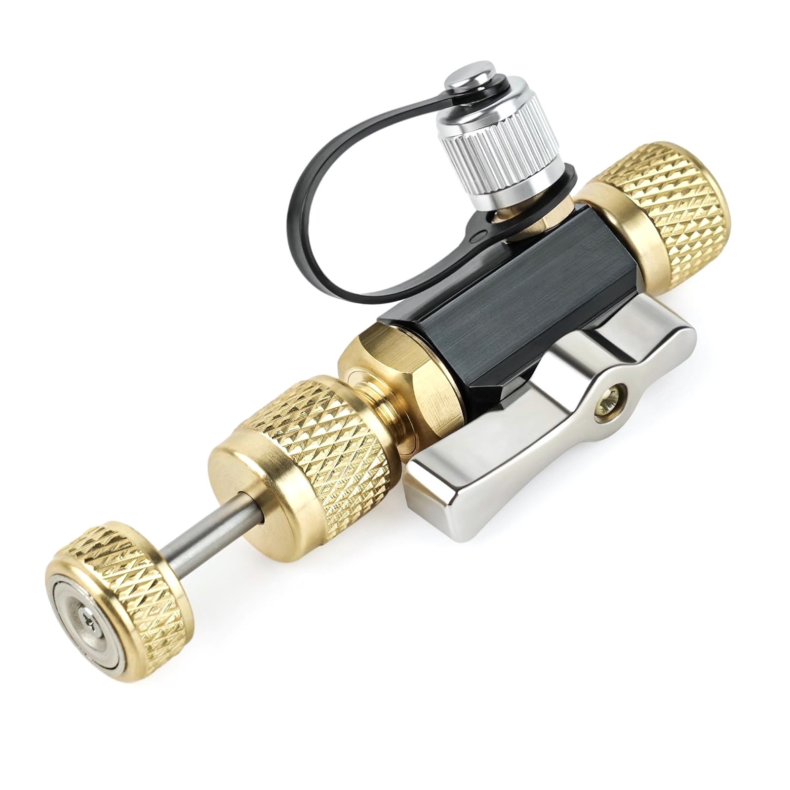 Brass HVAC Valve Core Tool, Vacuum Rated 20 Micron Removal Tool 1/4" Port