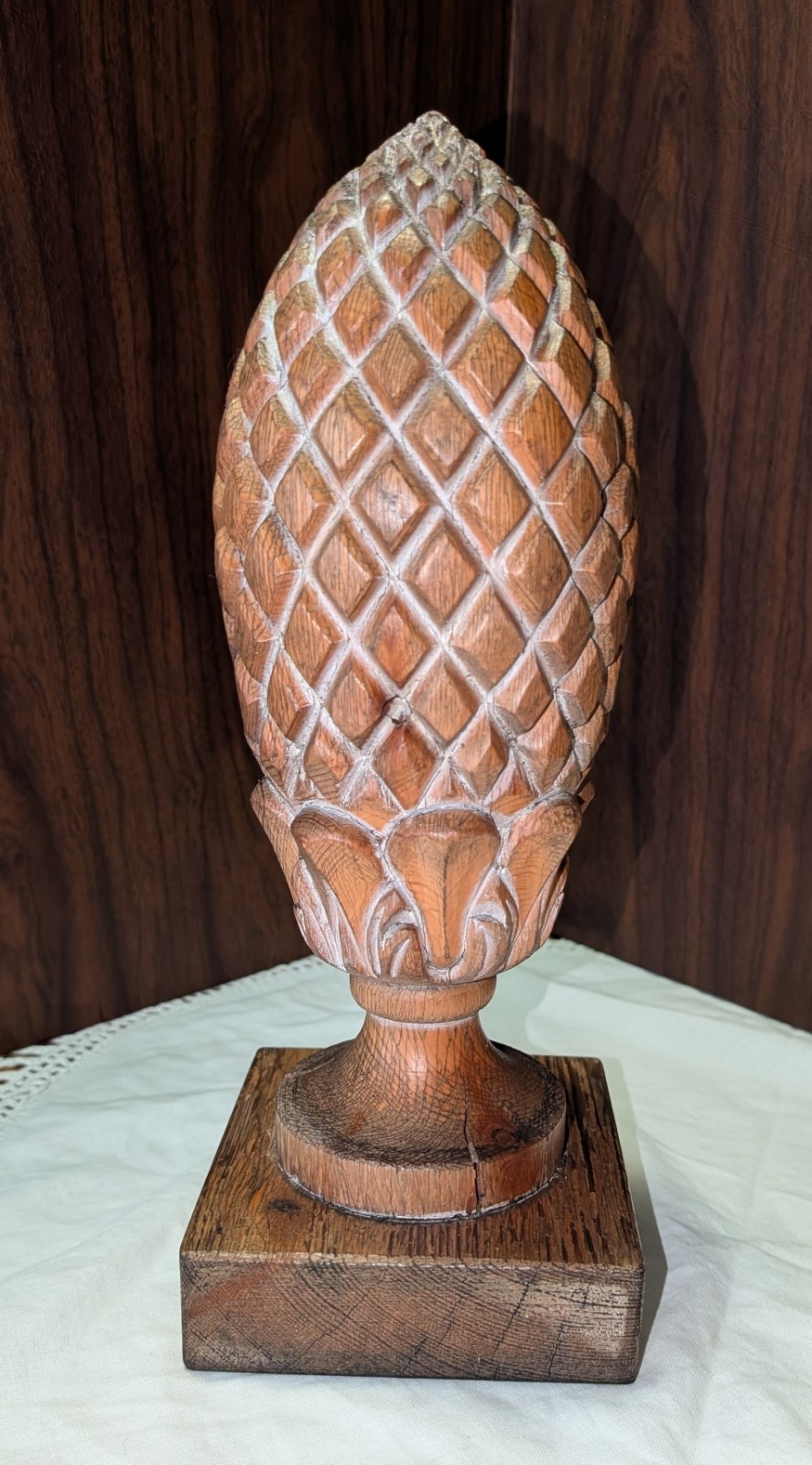 Vintage Wooden Pineapple Hand Carved Finial