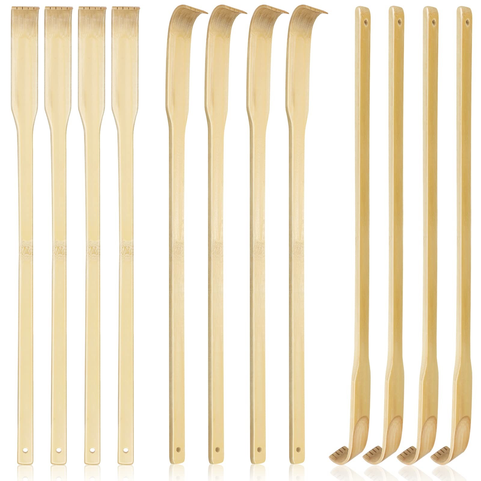 12 PCS Natural Bamboo Back Scratcher Traditional Wooden Back Scratcher,Long B...