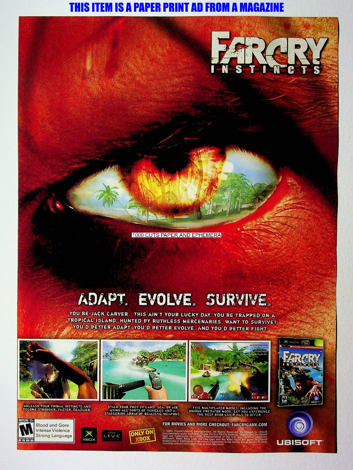 Far Cry Instincts Ubisoft Xbox 2005 Trade Print Magazine Ad Poster ADVERT