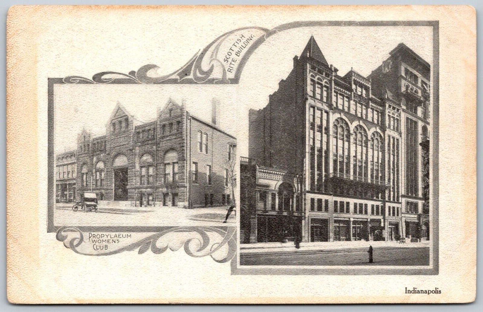 Scottish Rite Building Propylaeum Women's Club Indianapolis IN ANTIQUE Postcard