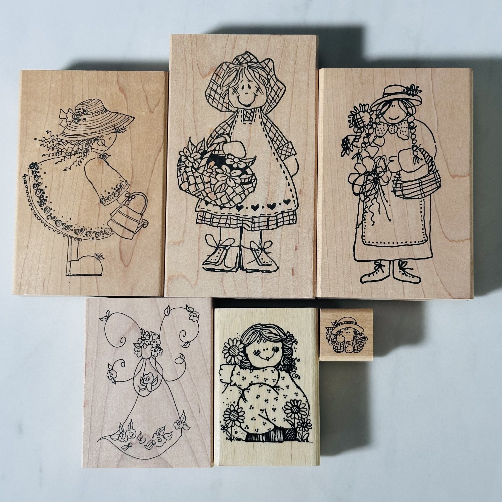 Lot of 6 -  Rubber Stamps - Little Girls - Mixed Brands