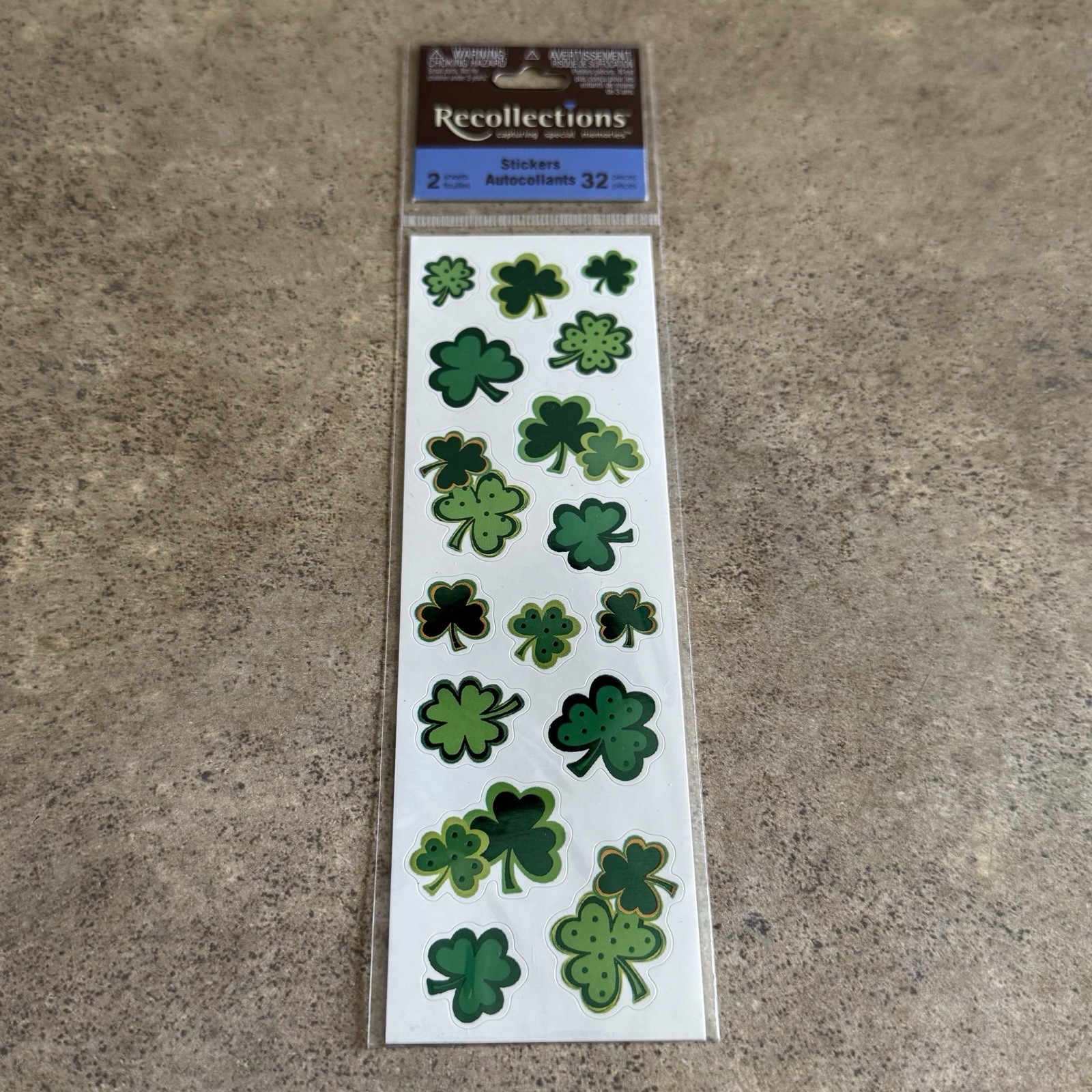 Recollections 2 Sheet Stickers Green Clover Shamrock St. Patrick's Day 32 pcs