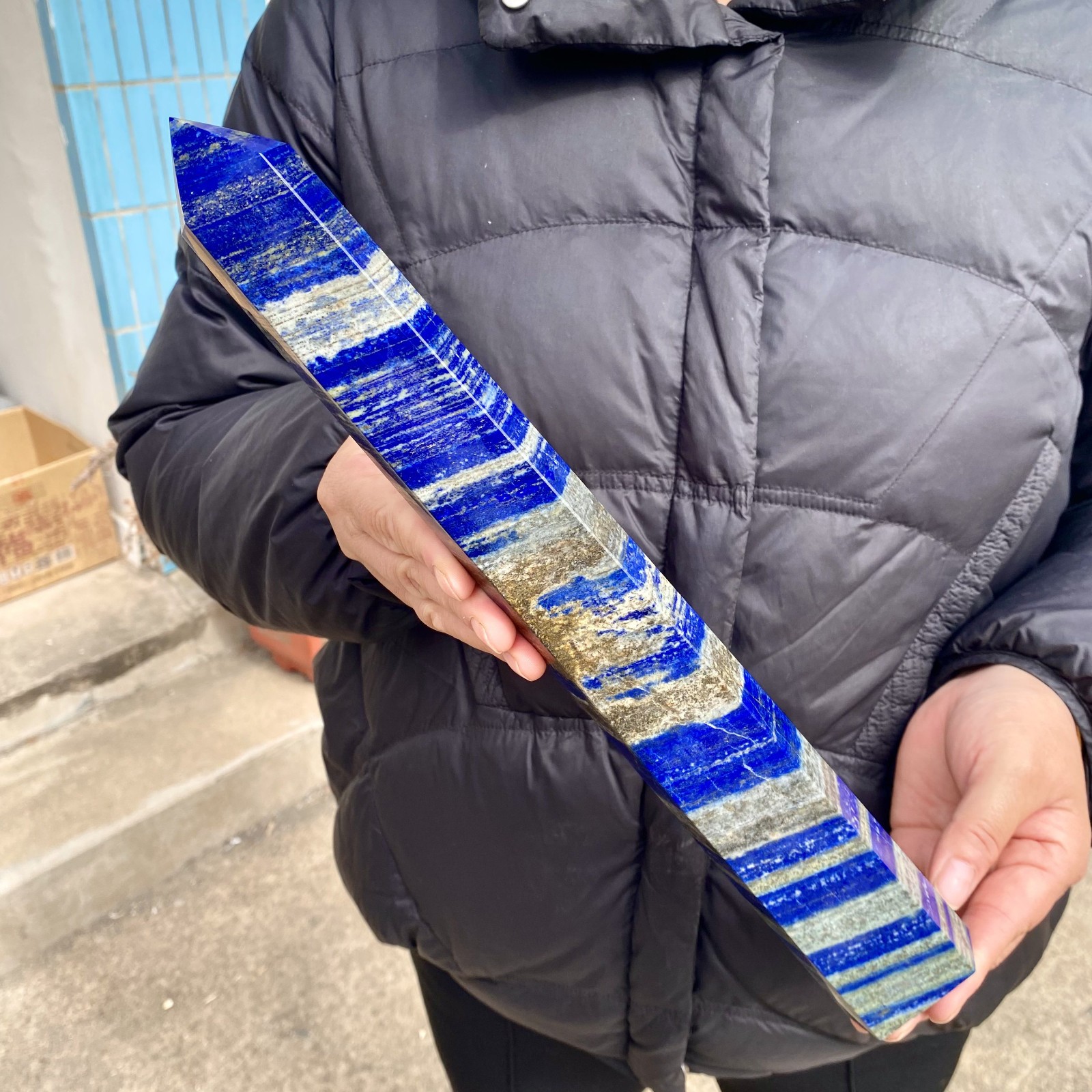 3.32LB Natural amaze lapis lazuli Quartz Crystal Obelisk Wand Point Healing