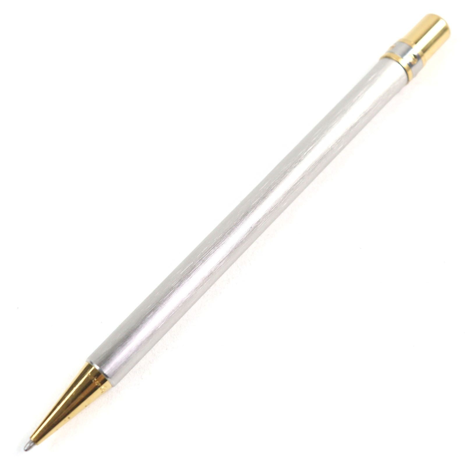 Cartier Santos De Logo Engraved Twistblue Ink Ballpoint Pen Silver Gold