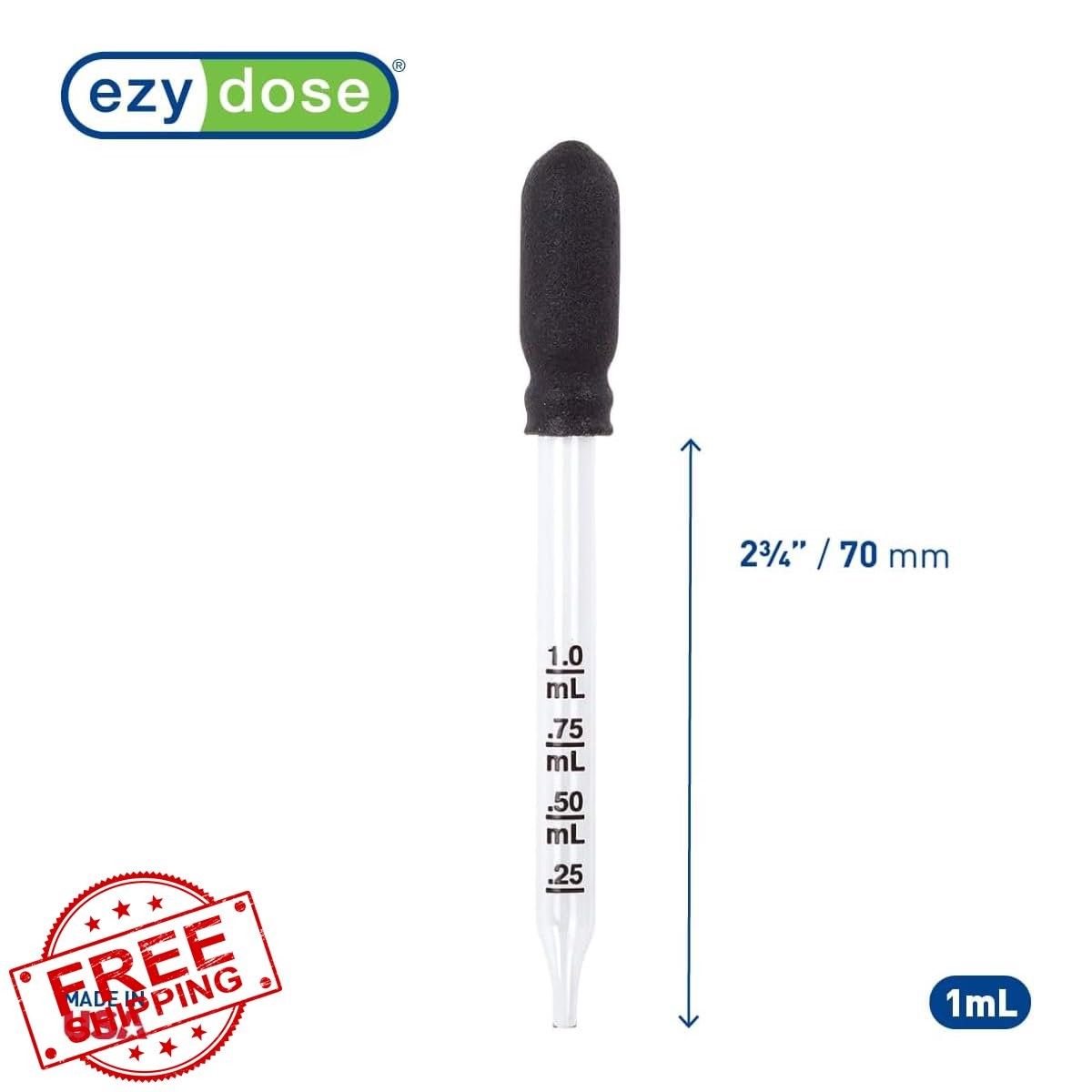 EZY DOSE Kids Medicine Dropper 1mL Glass Eye Ear