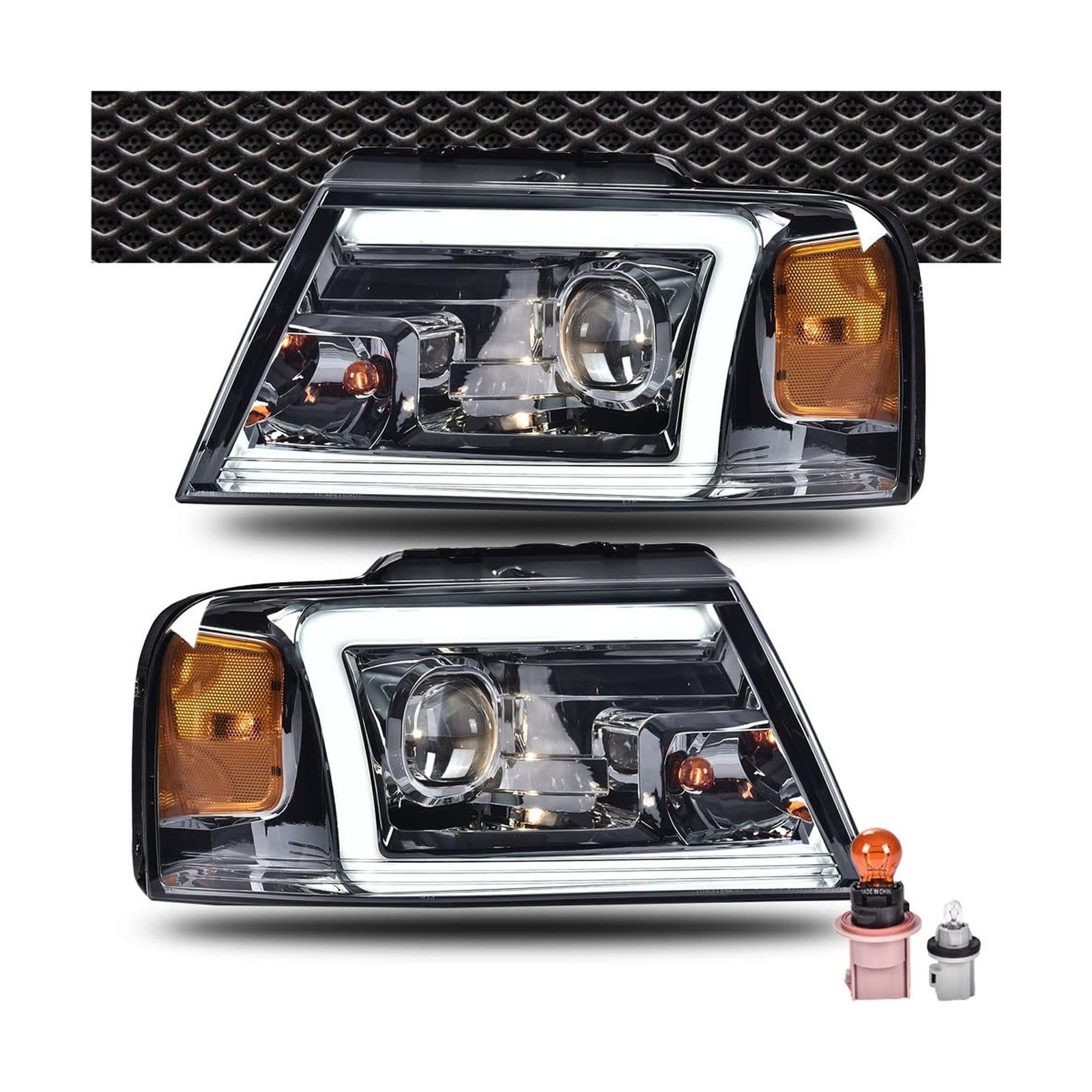LED DRL Headlights Assembly Compatible with Ford F-150 Pickup 2004-2008/Linco...