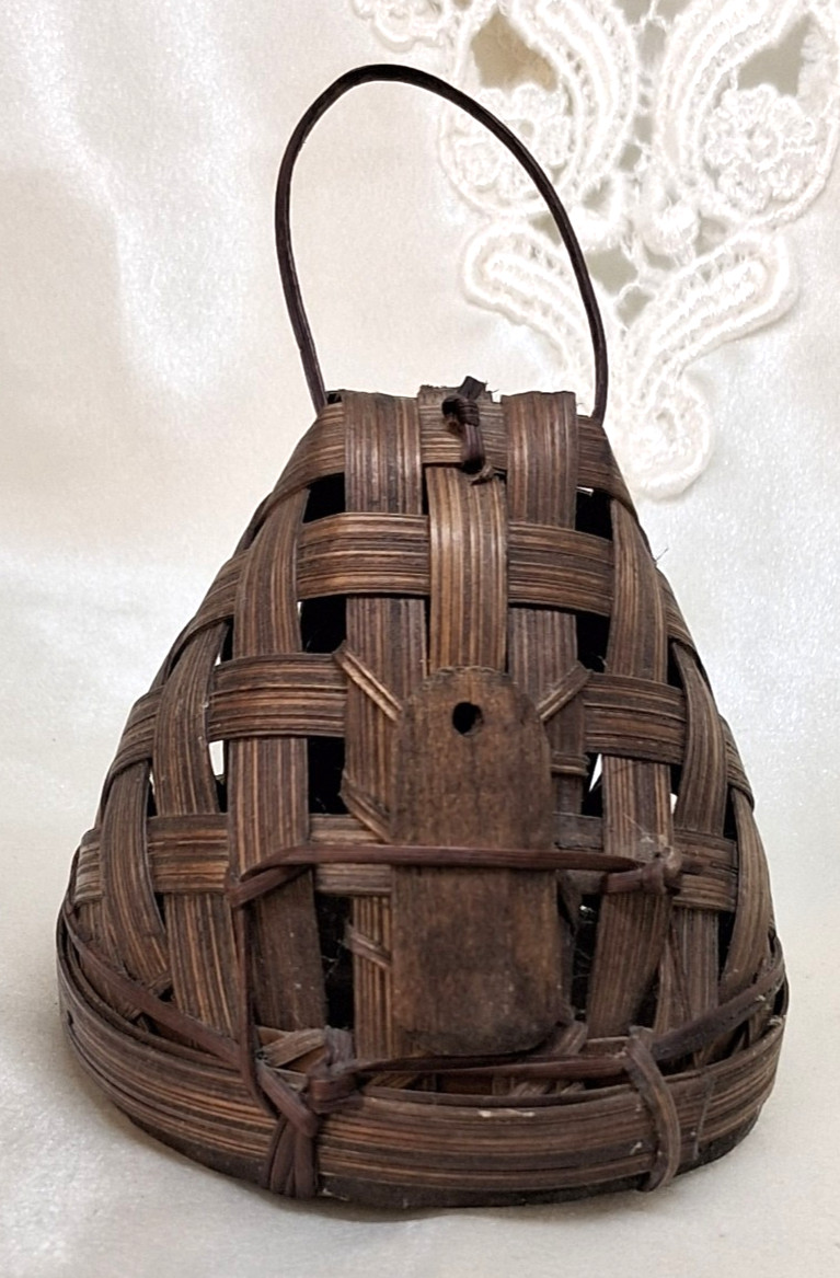 Antique Ifugao 3" Miniature Fetish Container Philippines Tribal Ritual Basket