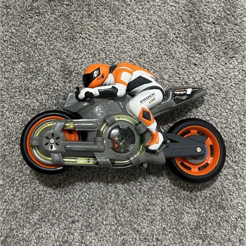 Hot Wheels Battery Operated Toy Motorcycle with Rider Orange/Gray Proch #1