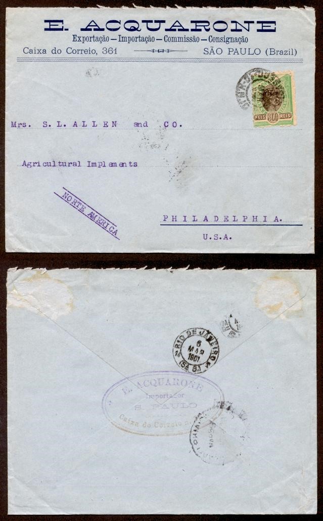 BRAZIL 1901 ADV CVR TO USA