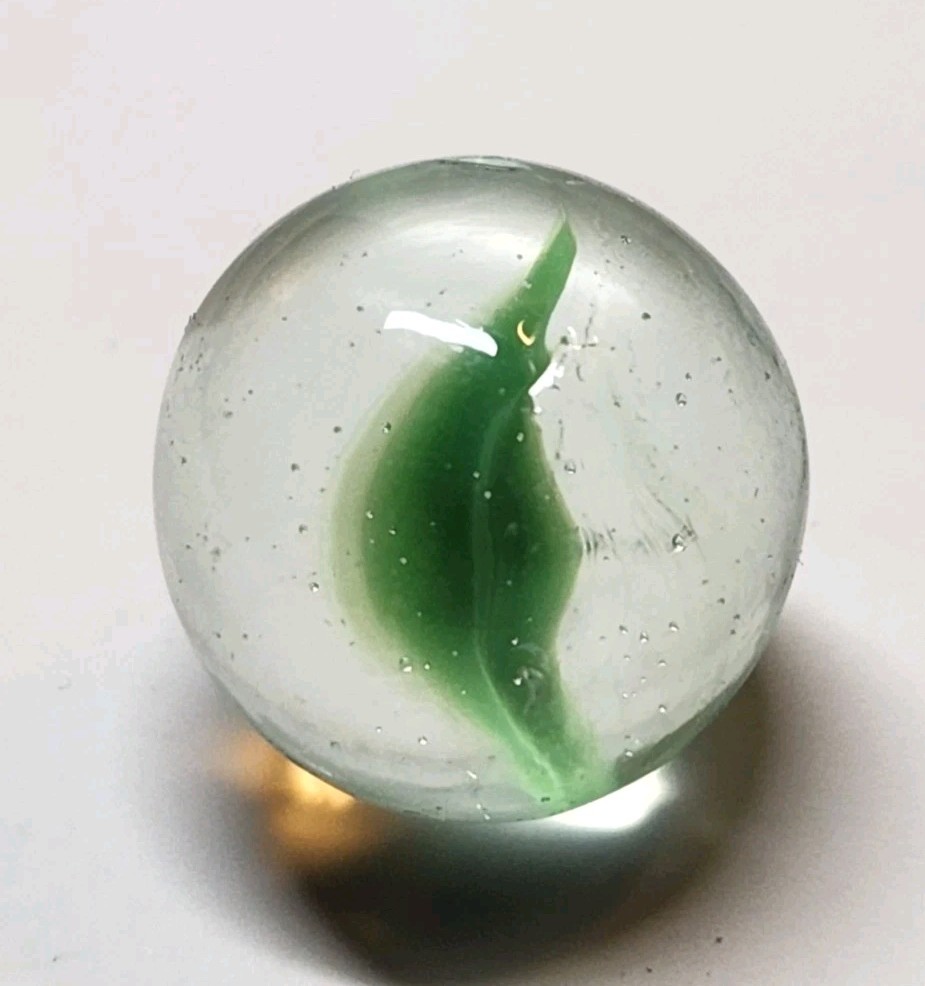 PELTIER GLASS CO. 'Green Banana Cat's Eye' .60" Vintage Marble 