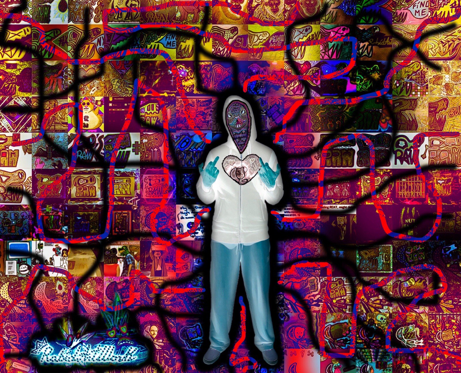 RAW HEADs #135 FYPM 1of1 Digital Street Art Brut by RabidArtWork