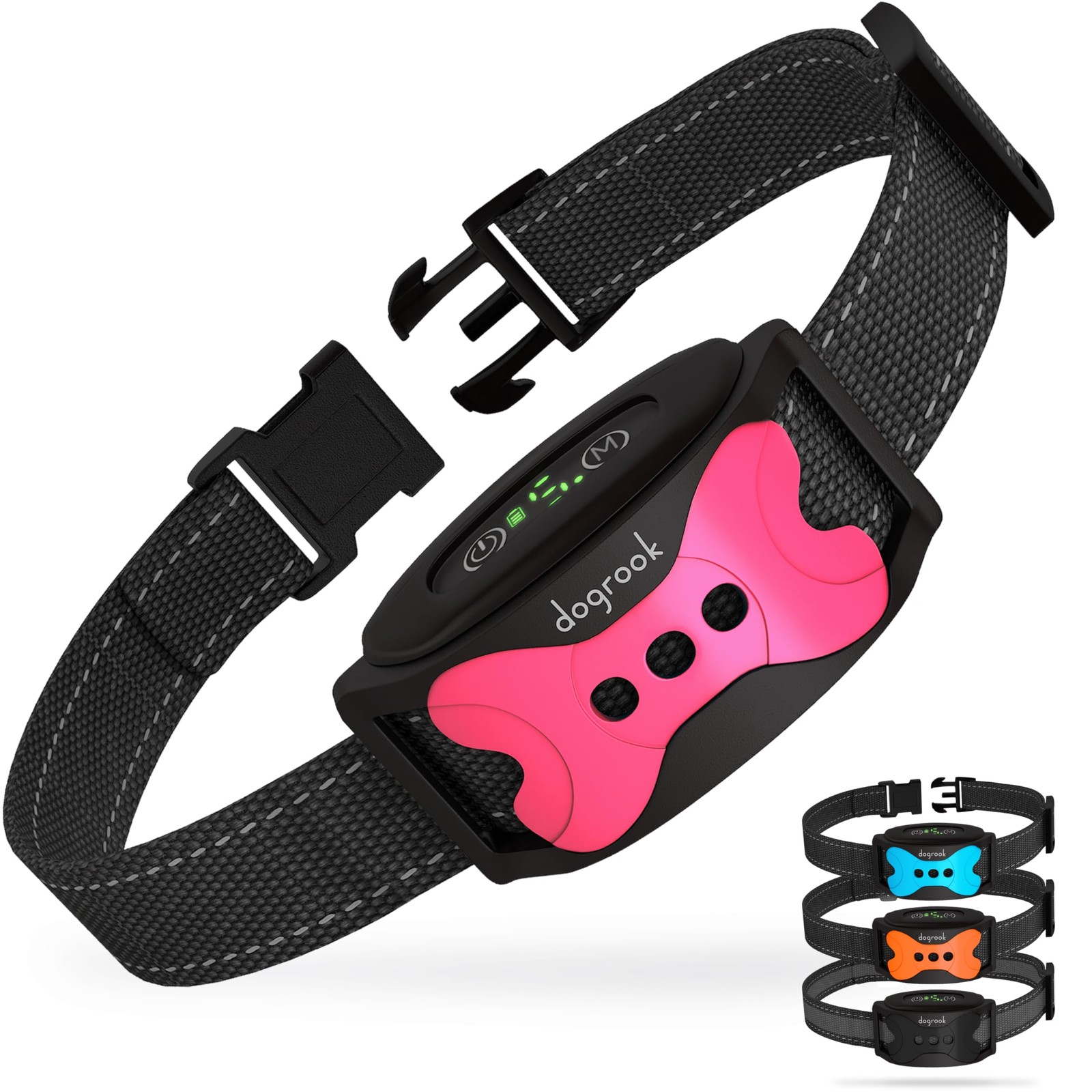 DogRook Rechargeable No Shock Bark Collar - Beep & Vibration - 12-110 lbs